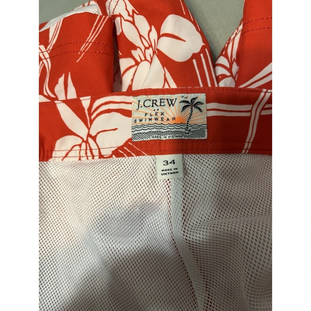 J. Crew Flex Swim‎ Trunks Mens Hawaiian Floral Surf Mesh Lined Drawstring Sz 34